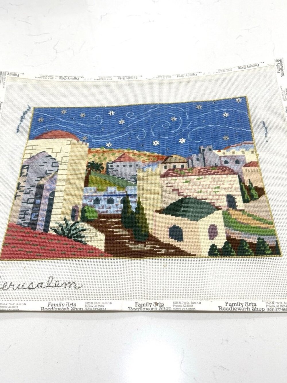 Sandra Gilmore Jerusalem Needlepoint COMPLETED 17x14 handpainted